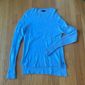 J Crew Light Blue Wool Blend Sweater with Ribbing and Side Slits Medium